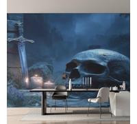 Gothic Skull Wallpaper for Living Room & Bedroom & Hallway, Non-Woven Sword Skeleton Mural Wallpaper, Wall Mural Wall Decoration 250 x 175 cm (WxH) K-MZ&38