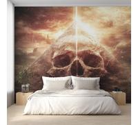 Gothic Skull Wallpaper for Living Room, Skeleton Pyramid Wall Mural for Bedroom 350x256 cm, Non-Woven Photo Wallpaper, Home Decor D&O81