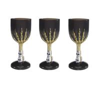 Gothic Skull Wine Glasses Plastic Halloween Party Decoration Accessory PACK OF 3