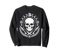 Gothic Skull with Moon Phases Mystical Design Sweatshirt
