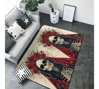 Gothic Skull with Roses Area Rug for Living Room Decor - Anti Slip Washable Throw Rug, 80x58 inches Indoor Carpet for Bedroom Living Room Decor