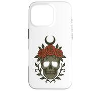 Gothic Skull With Roses Crown And Crescent Moon Design Case for iPhone 16 Pro