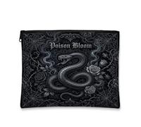 Gothic Snake And Poison Flowering Quote Makeup Bag 7x9 Inch | Gothic Rose Pattern, Cosmetic Bag, Spiderweb Background, Dark Romantic Aesthetic, Travel-ready Organizer