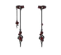 Gothic Snake Earrings Personalized Rose Ear Clips Fashionable Women's Accessories Exquisite Tassel Ear Clips M3810, 2.64 in, Brass, No Gemstone