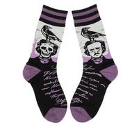 Gothic Socks for Men & Women - Skull Raven Print Novelty Crew Sock, Unisex Darkness Themed Sock, Soft Cotton Alternative Fashion Socks for Goth Lovers