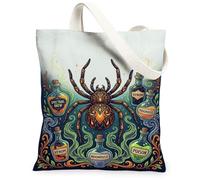 Gothic Spider And Magic Potion Quote Halloween Canvas Tote Bag 13x15 Inch