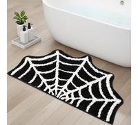 Gothic Spider Web Bath Mat - 31"x20" Black Halloween Decor | Washable Non-Slip Rug for Bathroom, Entryway, Bedroom & Kitchen
