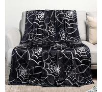 Gothic Spider Web Blanket - Halloween Themed Throw for Goth Room Decor, Black Horror Blanket, Soft Flannel for Couch, Bed, and Haunted Mansion Use (50" x 60")