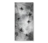 Gothic Spider Web Door Cover Banner, Spooky Halloween Decor, Indoor Outdoor Haunted House Backdrop 36x72 Inch