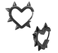 Gothic Spike Heart Earrings, 1 Pair Black Hoop Earrings for women, black jewellery emo accessories, Punk Emo Gothic Jewellery, Grunge Goth Accessories