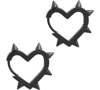 Gothic Spike Heart Hoop Earrings for Women Gothic Punk Rock Heart Earrings Trendy Stainless Steel Emo Earring Halloween Jewelry Gifts for Women, M, Stainless Steel, No Gemstone
