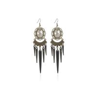 Gothic Spike Tassel Dangle Earrings for Women Vintage Oval Black Red Crystal Earring Punk Rock Sword Dagger Spear Tip Drop Earrings Victorian Dark Witch Halloween Cosplay Statement Dangling Jewelry, L