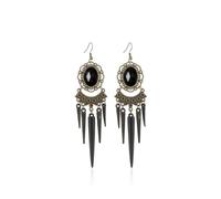 Gothic Spike Tassel Dangle Earrings for Women Vintage Oval Black Red Crystal Earring Punk Rock Sword Dagger Spear Tip Drop Earrings Victorian Dark Witch Halloween Cosplay Statement Dangling Jewelry, L
