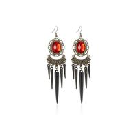 Gothic Spike Tassel Dangle Earrings for Women Vintage Oval Black Red Crystal Earring Punk Rock Sword Dagger Spear Tip Drop Earrings Victorian Dark Witch Halloween Cosplay Statement Dangling Jewelry, L