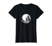 Gothic, Spooky Crumbling Castle on Hill with Full Moon Value Graphic T-Shirt, Women, Black, M