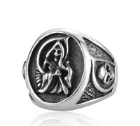 Gothic Stainless Steel Skull Grim Reaper Ring Men Boys Punk Hip Hop Death Sickle Biker Skull Ring For Men Fashion Jewelry Gift