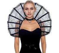 Gothic Stand Up Collar 26x13in Lace Collar Victorian Black with Tie Straps Decorative Stand for Vampire, Evil Queen, Halloween Vampire Costume