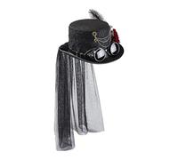 Gothic Steampunk Hat | Gothic Steampunk Top Hats With Goggle,Gothic Gears Steampunk Top Hats with Flower Feather and Chain for Women Men