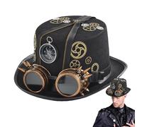 Gothic Steampunk Hat - Men’s Costume Hat, Cosplay Headwear | Hallooween Steampunk Hat with Removable Goggles, Time Traveler Costume Accessory for Masquerade, Role Play, and Fancy Dress Events
