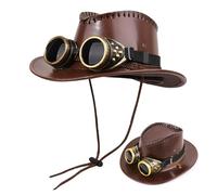 Gothic Steampunk Hat - Retro Victorian Top Headwear, Decorative Goggles Accent | Industrial Style Cosplay Costume Accessory Fashion Show Party Festival Masquerade Stage Photography Prop for Carnival P