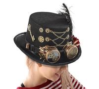 Gothic Steampunk Hat, Steampunk Top Hat - Costume Carnival Tops Unisex Halloween Costumes with Vintage Metal Gears for Cinema Props Festivals Parties