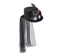 Gothic Steampunk Hat With Black Roses & Veil | Retro Steampunk Top Vintage Unisex Headgear | Elegant Victorian Style Hat for Men Women Cosplay Masquerade Halloween Carnival Tea Party Movie Props