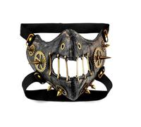 Gothic Steampunk Spike Studded PU Leather Half Face Mask Sexy Rivets Gears Masquerade Mask Mouth Cover Punk Rock Biker Costume Headgear for Men Women Halloween Cosplay Rave Party Prom Ball Night Club