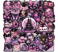 Gothic Stickers 50PCS Skull Stickers Waterproof Vinyl Aesthetic Goth Book Stickers for Kindle Scrapbook Stickers Gothic Y2k Stickers Romantic Pink Stickers for Kindle Luggage Laptop Water Bottles