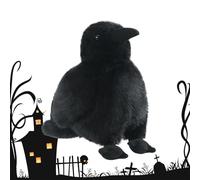 Gothic Stuffed Crow - 6 Inch Soft, Realistic Bird Doll, Halloween Party Ornament | Spooky Room Decor for Kids & Adults, Nursery, Bookshelf, Car Interior, Living Room, Goth Aesthetic