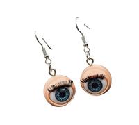 Gothic Style Acrylic Eyeball Earrings with Detailed Eyelashes Alternative Fashion Festival Accessories Edged Hip Hop Ear Studs, フリーサイズ