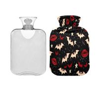 Gothic Style Darkness Red Lips Water Bottle for hot Water with Soft Cover 2L hot compresses for The Body Tummy Warmer Tummy Warmer Bolsa Caliente para Dolores musculares