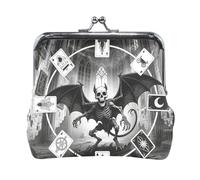 Gothic Style Evil Skeleton Tarot Black and White Fashion Small Leather Coin Purse Unique Mini Change Wallet Coin Pocket for Girls Women Ladies monedero de tela para mujer