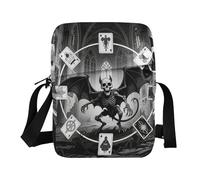 Gothic Style Evil Skeleton Tarot Black and White messenger bag cross body bag Everyday Purses Lady Shoulder Handbags Adjustable Strap for Shopping Shopping work