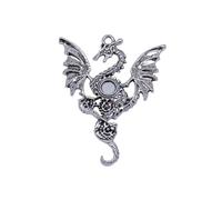 Gothic Style Flying Dragon Charms For Epoxy Resin Jewellery, 49x38mm, Antique Silver Color, 4 Pieces