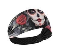 Gothic Style Mexican Sugar Skull Girl no slip sweat wicking headband women Elastic sweat for hiking Yoga Athletic Sports basketball