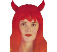 Gothic Style Party Hairpiece - Halloween Red Devil Horns Wig - Black & White Streaks & Red & Black Witch Wigs Fancy Dress Cosplay Accessory for Women