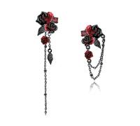 Gothic style rose earrings, personalized asymmetrical tassel earrings, fashionable women's accessories MO39