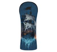 Gothic Style Sail Blue Fire Head Covers for Golf Clubs Premium Leather Waterproof Headcover with Interchangeable No. Tags Designed to Fit All Woods and Drivers