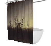 Gothic Style Shower Curtain the Houses in the Oakwood Famous Painting Print Bathroom Curtains with Plastic Hooks Machine Washable Waterproof 180 x 200 cm