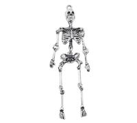 Gothic Style Silver Skeleton Pendant DIY Alloy Vintage Halloween Jewellery Accessories for Halloween Party and Cosplay Retro Skull Cosplay Accessories Unique Skull Pendant