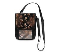Gothic Style Space Rose Gold Black Travel Wallet Passport Holder Travel Wallet Organizer Slim Lightweight Crossbody Bag with Adjustable Strap