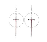 Gothic Sword Earrings for Women Men - Silver Medieval Dangle Costume Jewelry for Halloween, Pirate, Renaissance, Goth Look