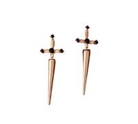 Gothic Sword Earrings Punk Rhinestone Crystal Dagger Screw Earrings for Women, Metal, acrylic