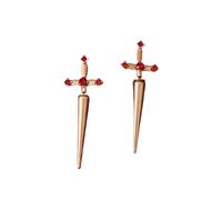 Gothic Sword Earrings Punk Rhinestone Crystal Dagger Screw Earrings for Women, Metal, acrylic
