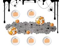 Gothic Table Runner - Black Spiderweb Halloween Table Decor - Fireplace Placemat for Haunted House Home Bar Harvest Scary Themed Restaurant
