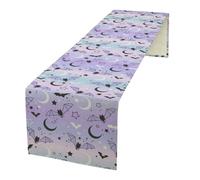 Gothic Table Runner,Cute Bat Star Sky Print Table Runner for Home Kitchen Table Dining Garden Farmhouse Wedding Party Decor 13x36 Inch