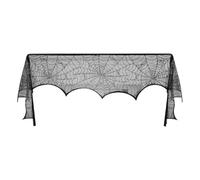 Gothic Table Runner - Spider Web Black Lace Fireplace Scarf - Place Mat Decoration for Ghost House Horror Film Evening Sweet or Sour Buffet