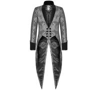Gothic Tailcoat for Men Medieval Victorian Swallowtail Jacket, Male Festival Renaissance Gentleman Single-Breasted Trench Coats Halloween Party Cosplay Pirate Vampire Wedding Outfit for Adult