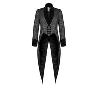 Gothic Tailcoat for Men Medieval Victorian Swallowtail Jacket, Male Festival Renaissance Gentleman Single-Breasted Trench Coats Halloween Party Cosplay Pirate Vampire Wedding Outfit for Adult A-Black