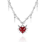 Gothic Thorn Heart Pendant Necklace,Vintage Crystal Heart Necklace Punk Style Victoria Necklace Y2k Aesthetic Hip-Hop Choker Halloween Mystery Jewelry, L, Alloy Steel, No Gemstone